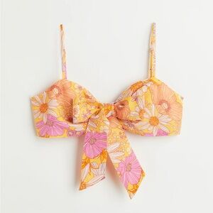 H&M bright floral print tie front bralette